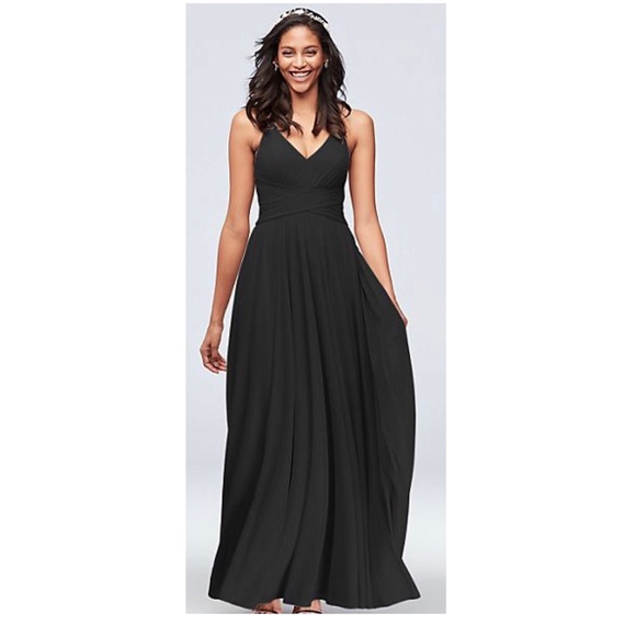 spaghetti strap mesh cross waist bridesmaid dress David's Bridal | Dresses | Blackspaghetti David's bridal bridesmaid